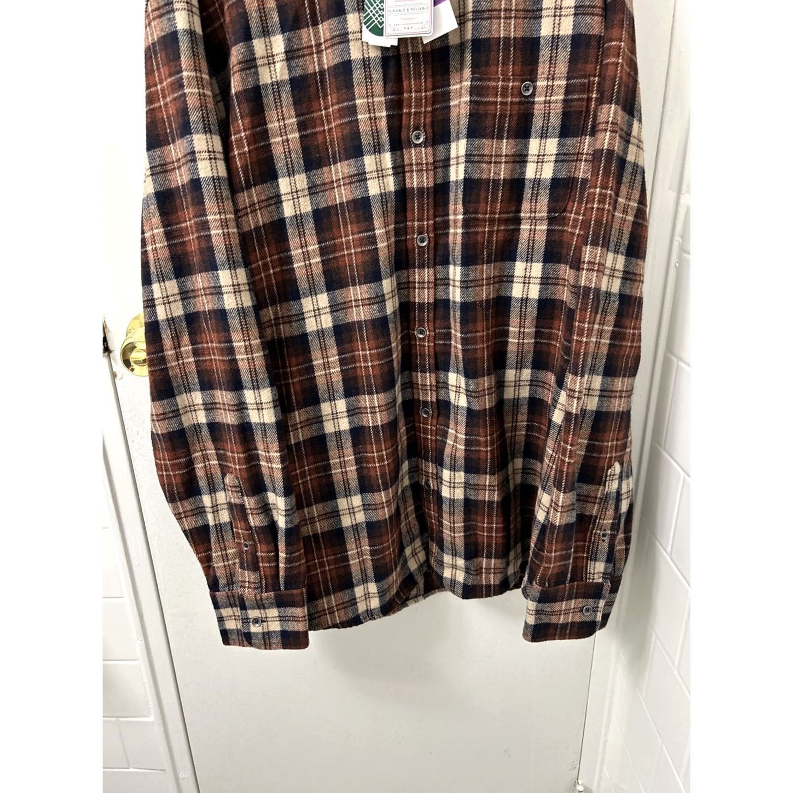 Flag & Anthem Flag & Anthem Flannel Shirt Mens 2XL Burgundy Plaid Button-Down L/S Mulitcolor Casual Workwear Rugged Flag Theme Size US XXL / EU 58 / 5 - 3 Thumbnail