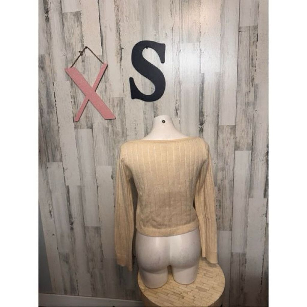 Jordan Brand Cream Ribbed Knit Long Sleeve Top XS Soft Sweater Lightweigh Size S / US 4 / IT 40 - 3 Thumbnail
