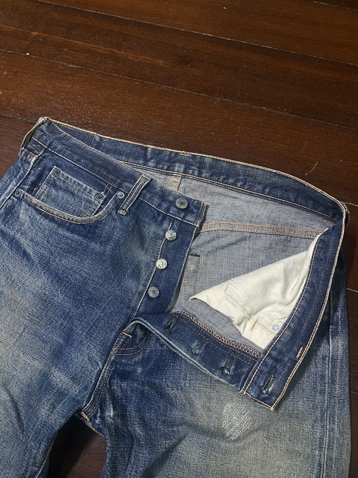 Denime Vintage DENIME JAPAN Distress Mud wash Selvedge Jeans Size US 34 / EU 50 - 7 Thumbnail