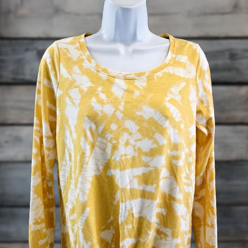 Vintage Rose+Olive Blouse Womens Small Yellow White Long Sleeve Knotted Front Size S / US 4 / IT 40 - 1 Thumbnail