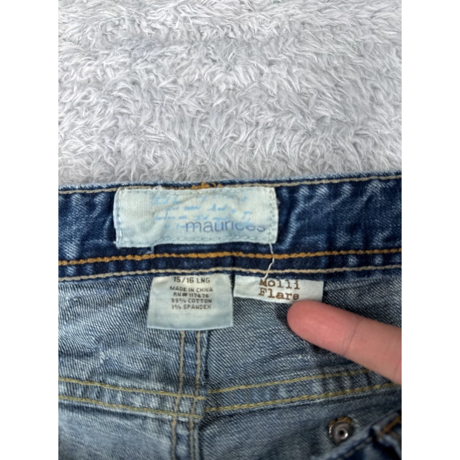 Vintage Maurices Jeans Womens 34x32 Blue Denim Cotton Mid Flared Distressed 15 Regular 5-Pocket Design Distressed Stretch Vintage: No Mens? Size 36" / US 14 / IT 50 - 6 Thumbnail