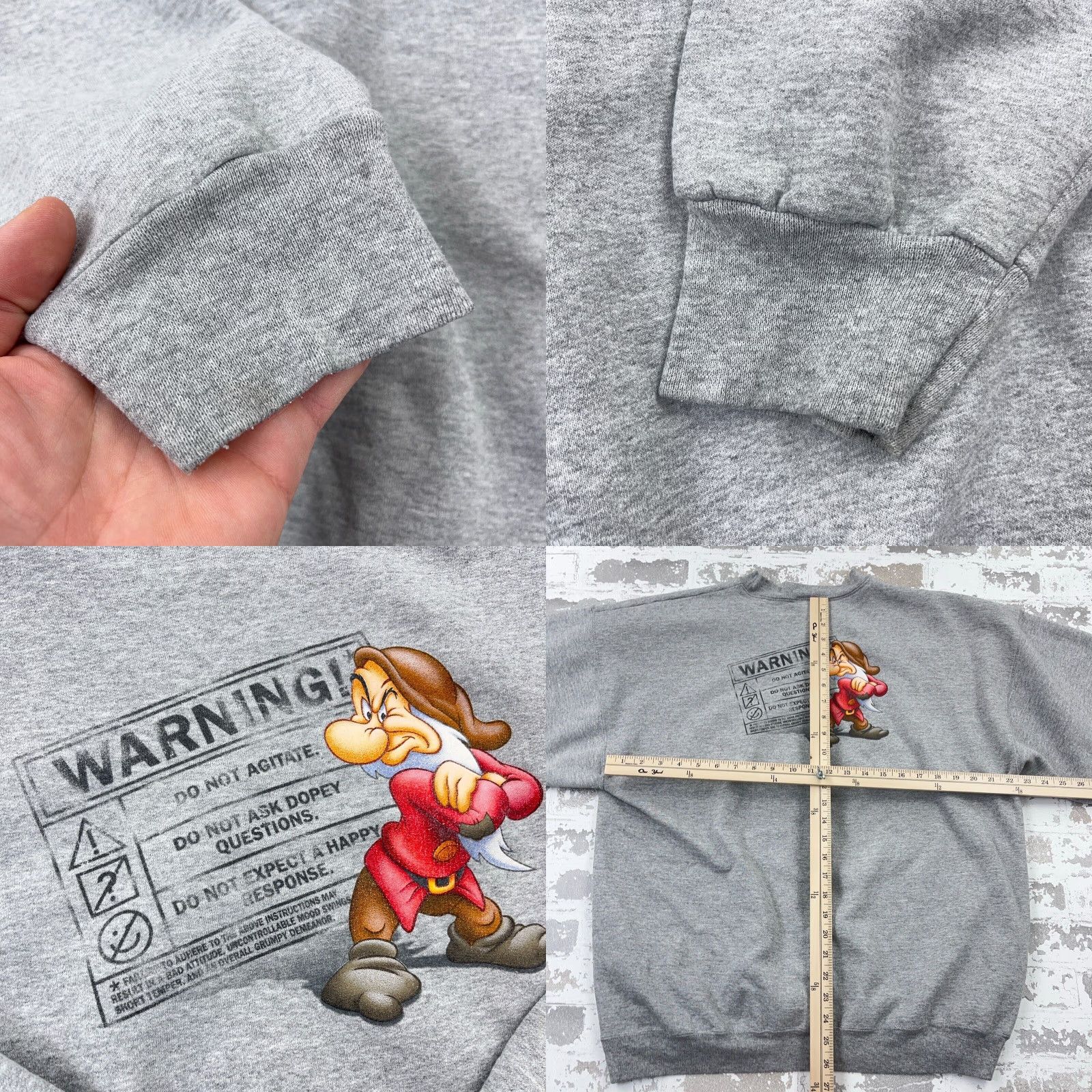 Disney VINTAGE Disney Sweatshirt Crewneck XL Gray Dopey Dwarf Y2K 2000s Retro Mens Size US XL / EU 56 / 4 - 8 Thumbnail