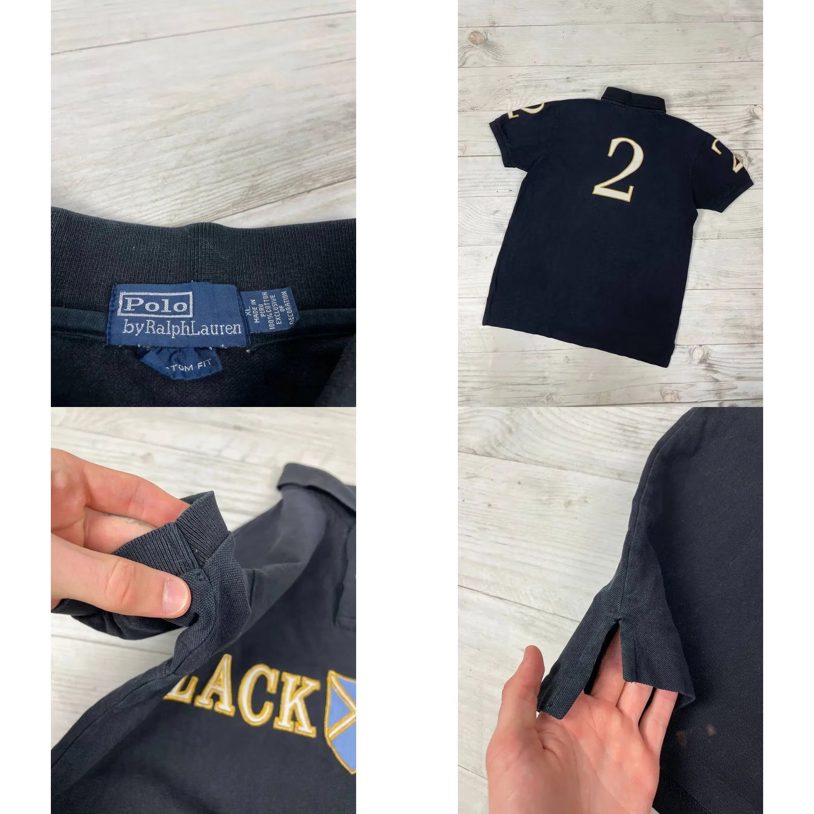 Polo Ralph Lauren VINTAGE Polo Ralph Lauren Rugby Shirt Black Mens Size XL Big Pony Size US XL / EU 56 / 4 - 8 Thumbnail