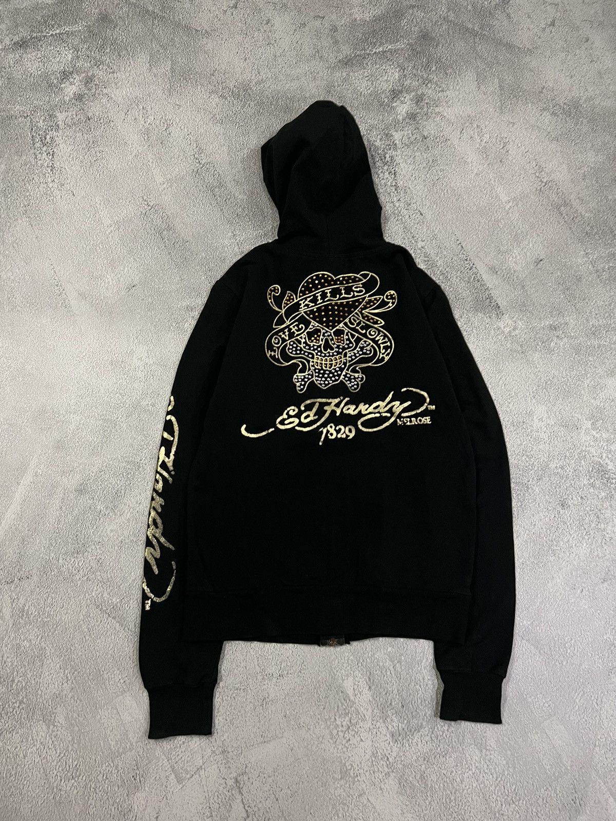 Ed Hardy Vintage Y2k Ed Hardy Love Kills Slowly ☠️❤️‍🩹 Zip Hoodie 00’s Size M / US 6-8 / IT 42-44 - 2 Thumbnail