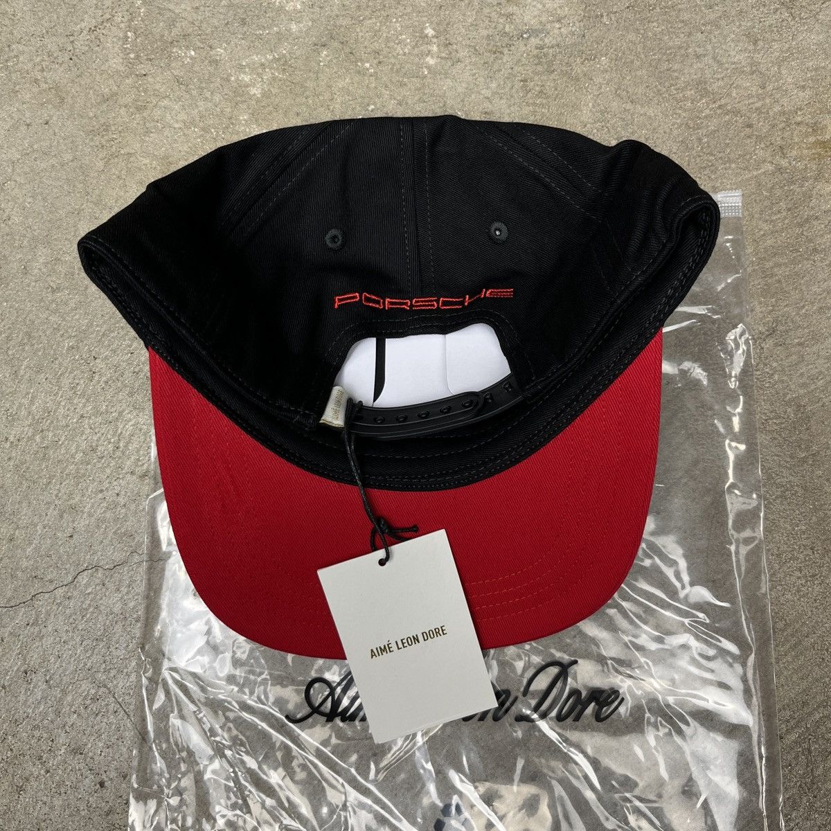 Aime Leon Dore Aime Leon Dore Porsche Script Logo Hat Jet Black Red Size ONE SIZE - 2 Thumbnail