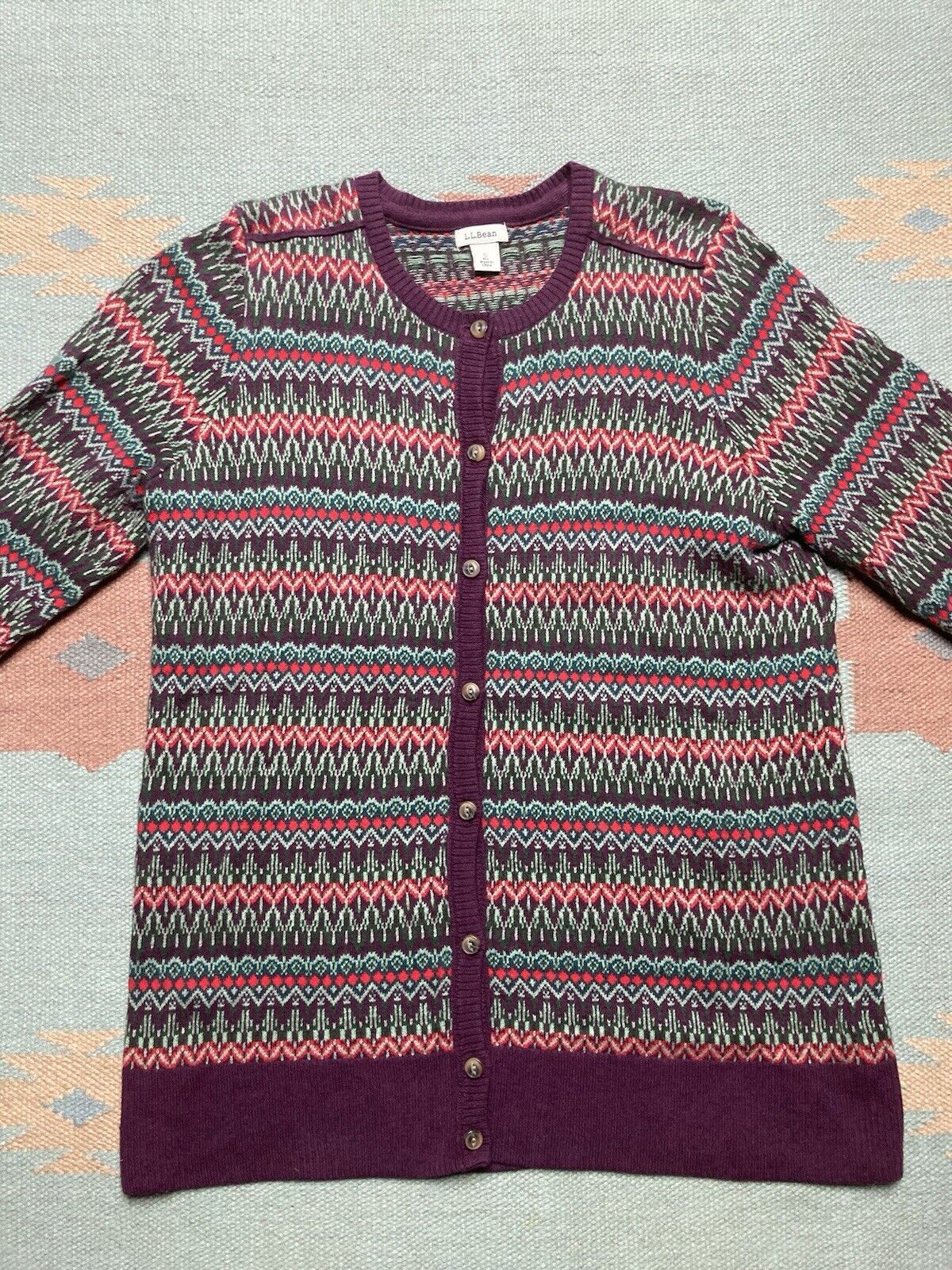 L.L. Bean LL bean sweater cashmere soft comfy abstract geometric S Size S / US 4 / IT 40 - 2 Thumbnail