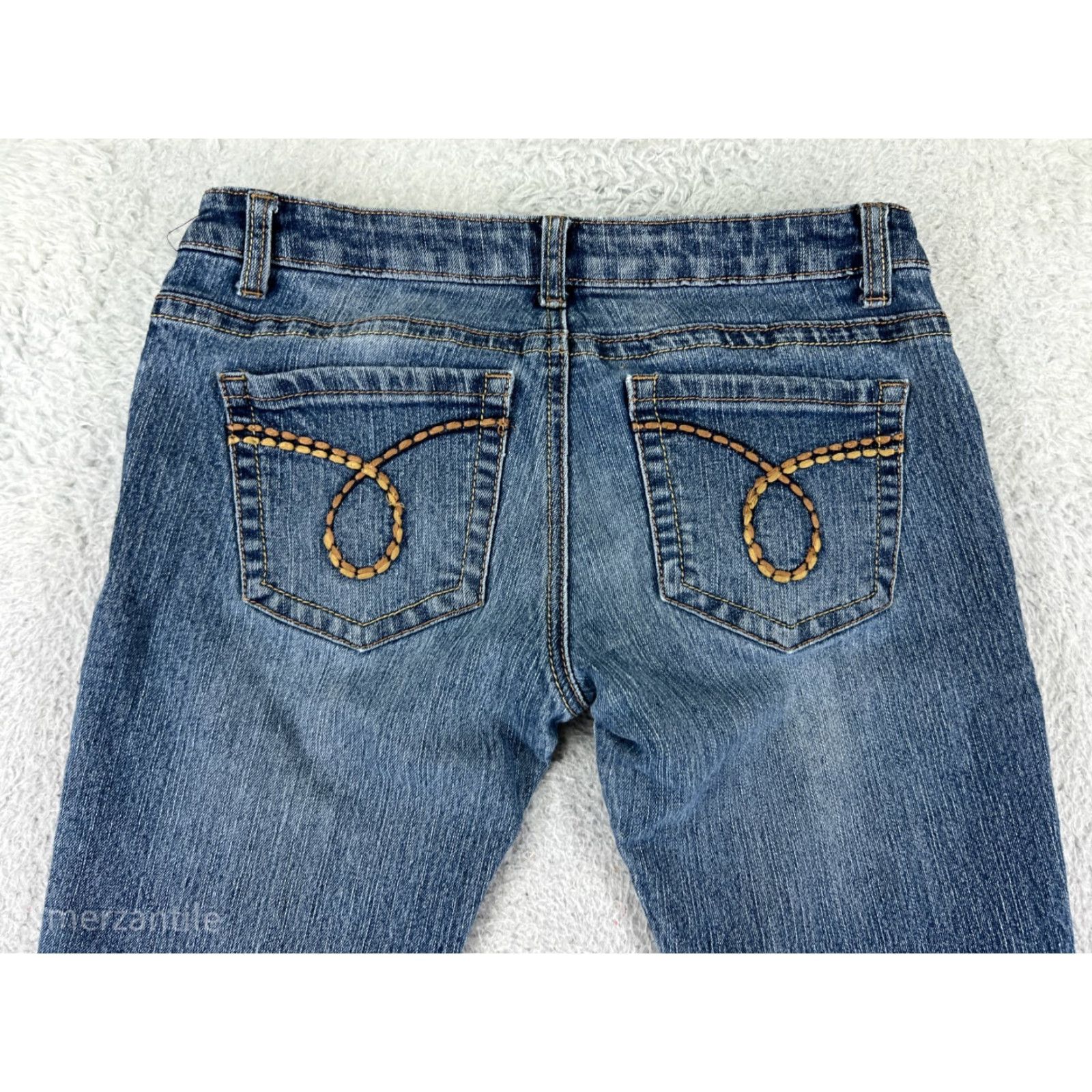 Vintage Rue 21 Jeans Women 28x29 Blue Denim Slim Bootcut Medium Wash Low Cotton Size 27" / US 4 / IT 40 - 3 Thumbnail