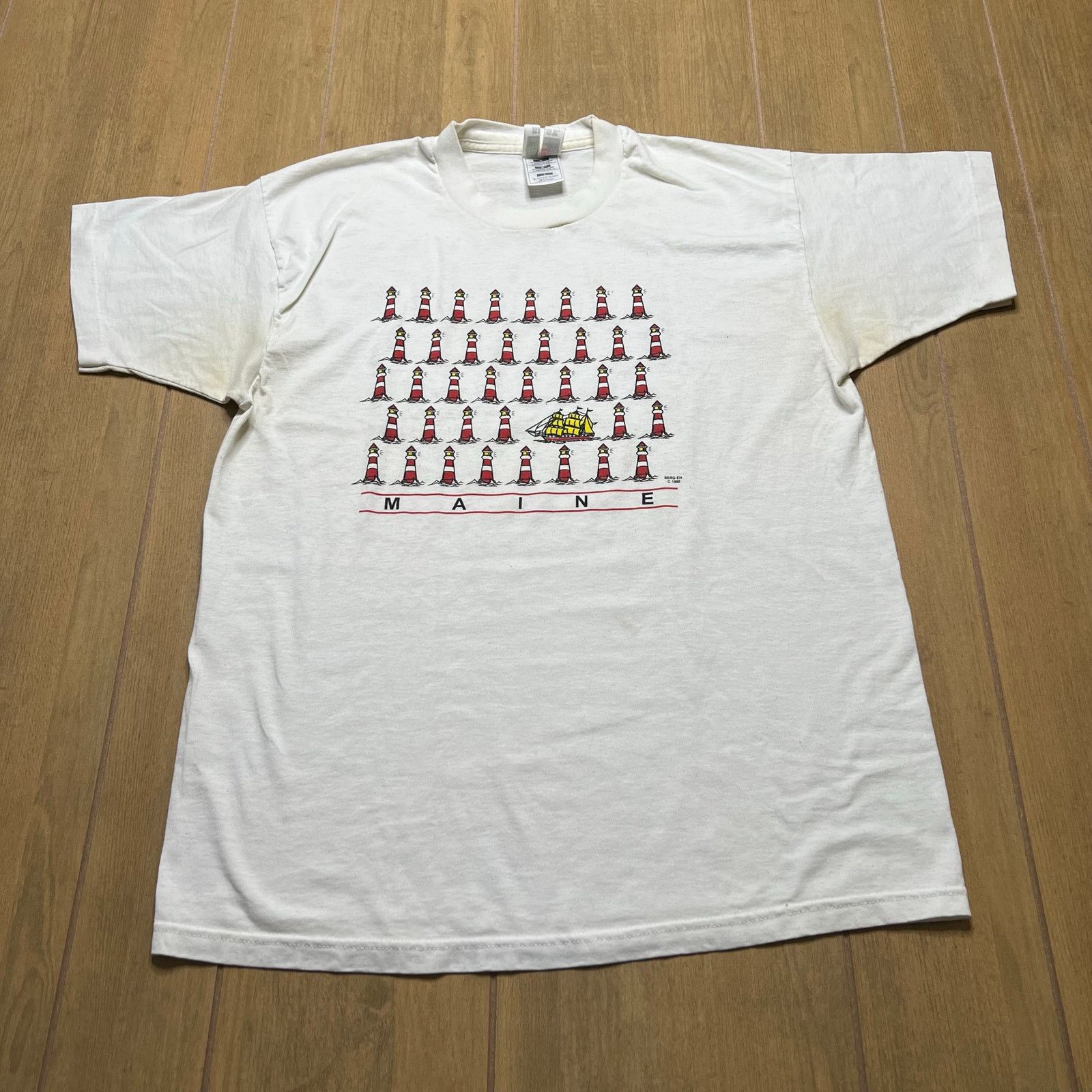 Fruit Of The Loom Vintage 90s Maine Lighthouse T-Shirt Size Large USA Size US L / EU 52-54 / 3 - 1 Thumbnail