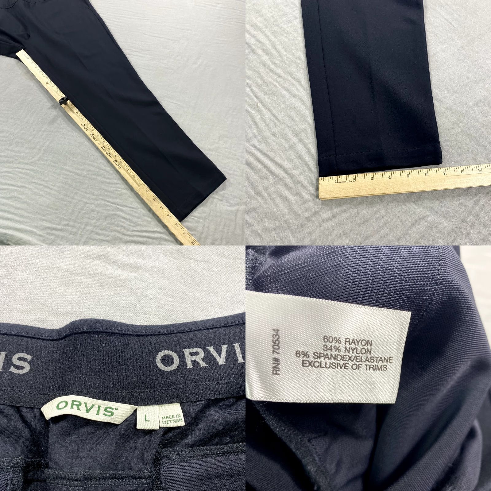 Orvis Orvis Pants Mens Large Black Pull On Chino Trousers Stretch Elastic Waist 34x29 Size US 33 - 8 Thumbnail
