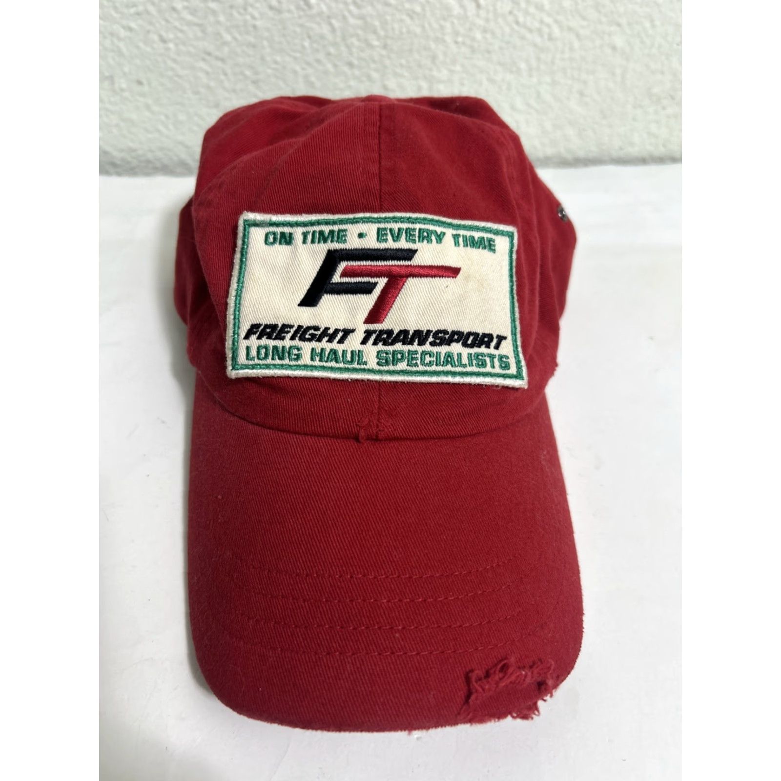 American Eagle Outfitters VINTAGE American Eagle Strapback Baseball Cap Red Distressed “freight Transport” Size ONE SIZE - 2 Thumbnail