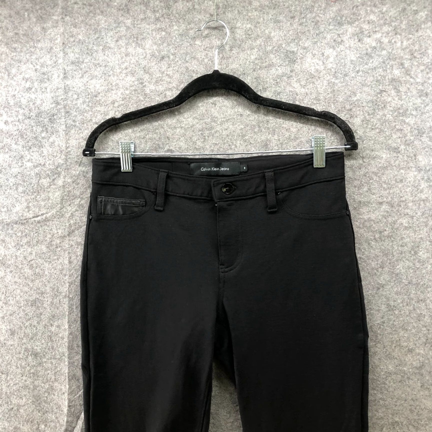 Calvin Klein Calvin Klein Pants Womens 8 Black Low Rise Ponte Skinny 5 Pocket Ankle Regular Inseam 28.5 in Size 30" / US 8 / IT 44 - 3 Thumbnail