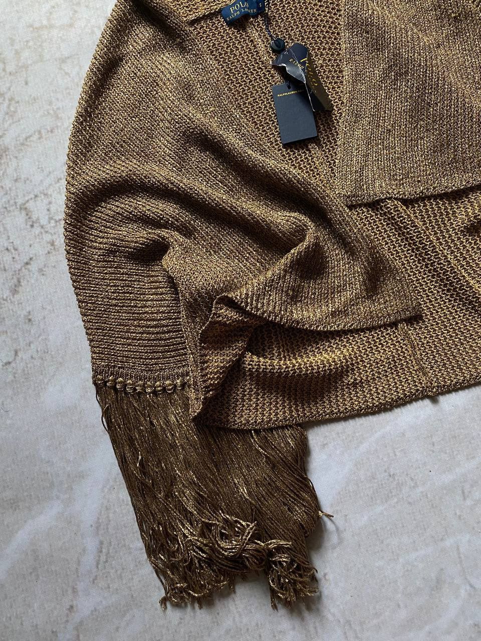 Polo Ralph Lauren × Vintage NEW Polo Ralph Lauren LS Fringe Cardigan Gold Size S / US 4 / IT 40 - 4 Thumbnail