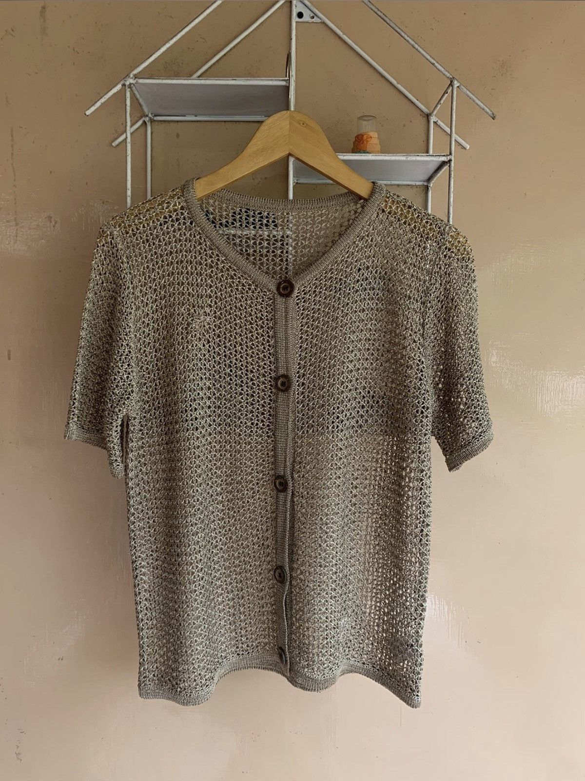 Japanese Brand Fishnet meshtop button knitted Size US S / EU 44-46 / 1 - 1 Thumbnail