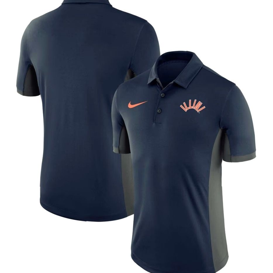 Nike NWT Nike Illinois Fighting Illini Vault Performance Polo Shirt M Shirt Mens Navy Dri-Fit Logo University Vault Polo Size US M / EU 48-50 / 2 - 2 Thumbnail