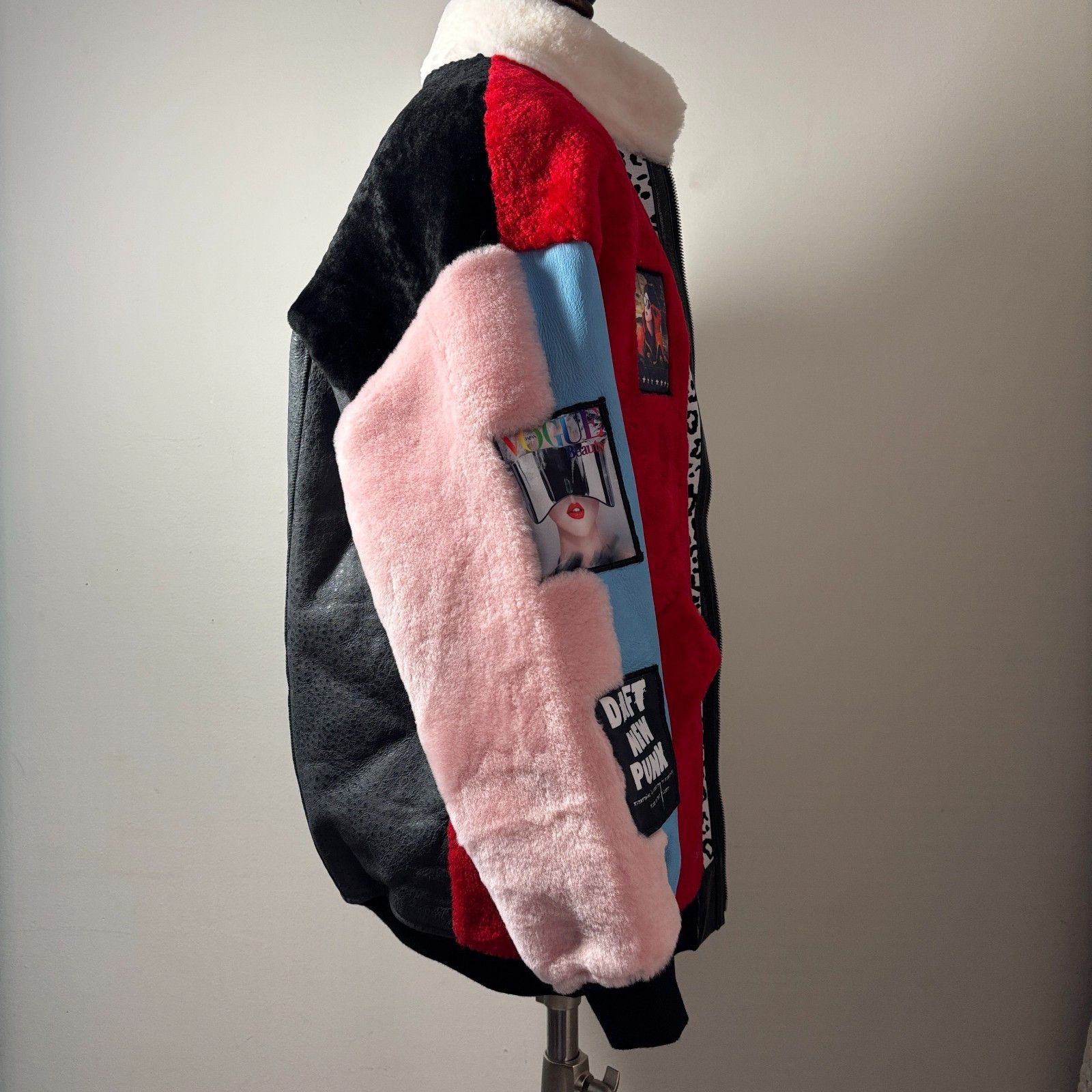 Other Rare Patchwork Shearling Jacket Bomber One Size Fits All NEW Size M / US 6-8 / IT 42-44 - 10 Thumbnail