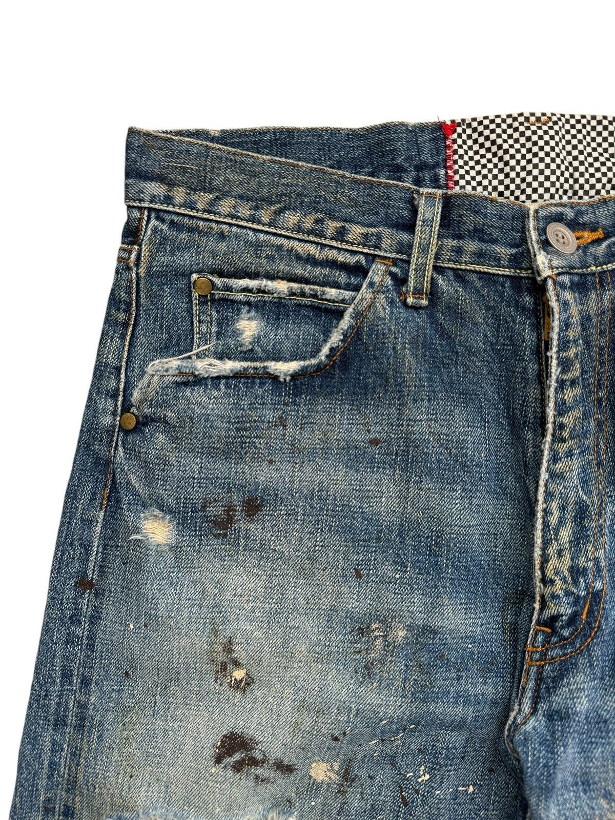 If Six Was Nine × Japanese Brand Japanese Brand Painter Splatter Ripped Selvedge Baggy Jeans Size US 33 - 3 Thumbnail
