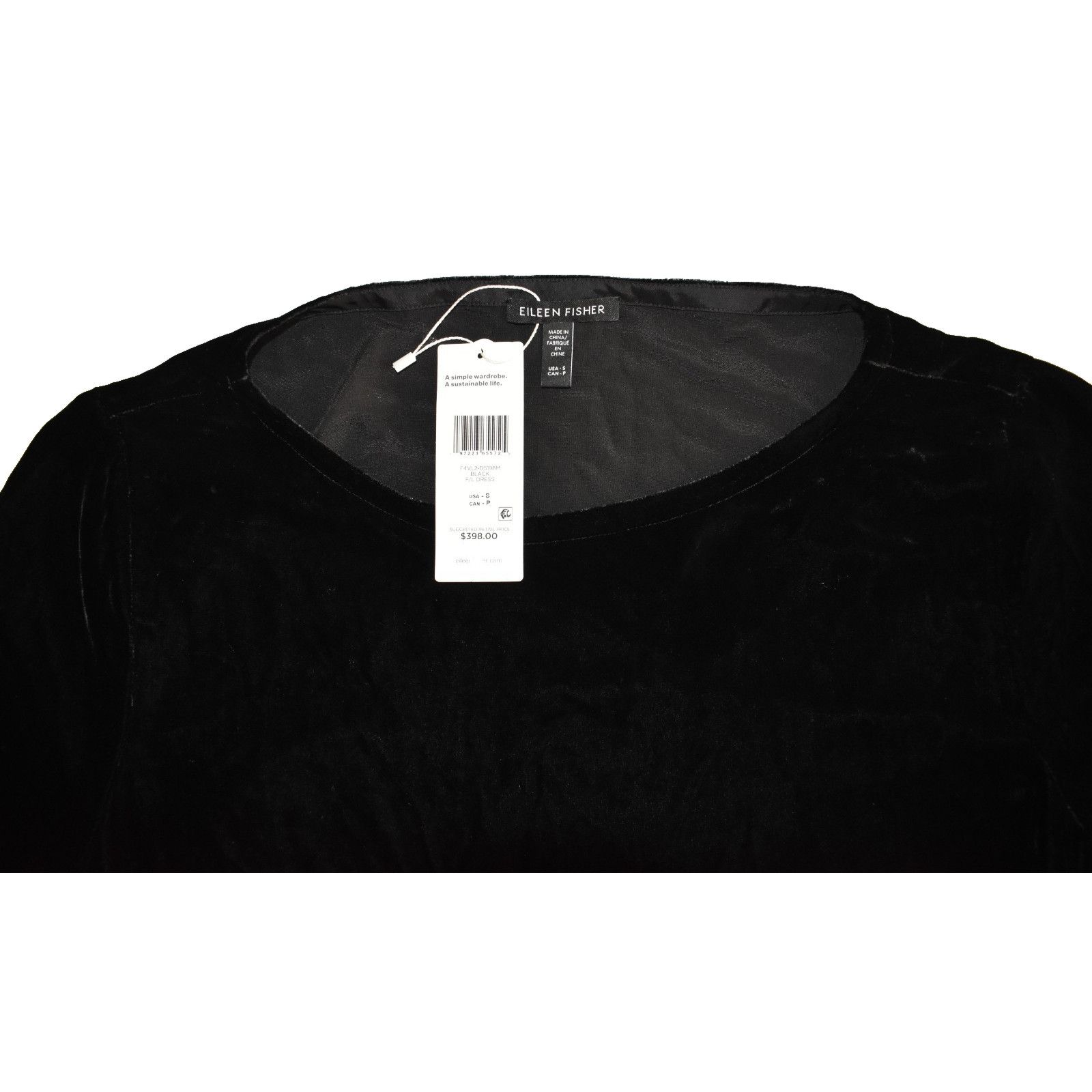 Eileen Fisher EILEEN FISHER Black Full Length Velvet Dress Size S $398 Size S / US 4 / IT 40 - 4 Thumbnail