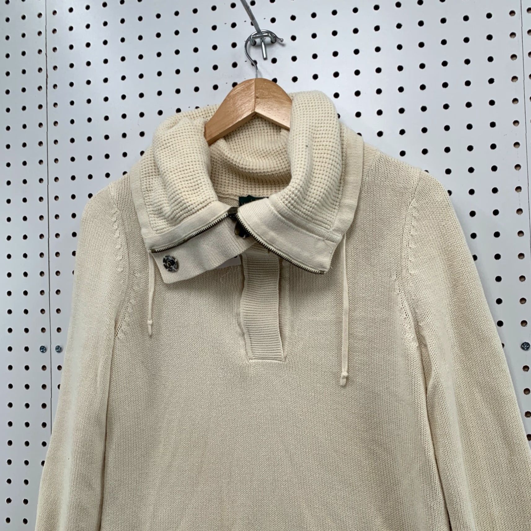 Ralph Lauren Lauren Ralph Lauren Women Knit Sweater Medium White Cowl 1/4 Zip Button Pullover Size M / US 6-8 / IT 42-44 - 4 Thumbnail