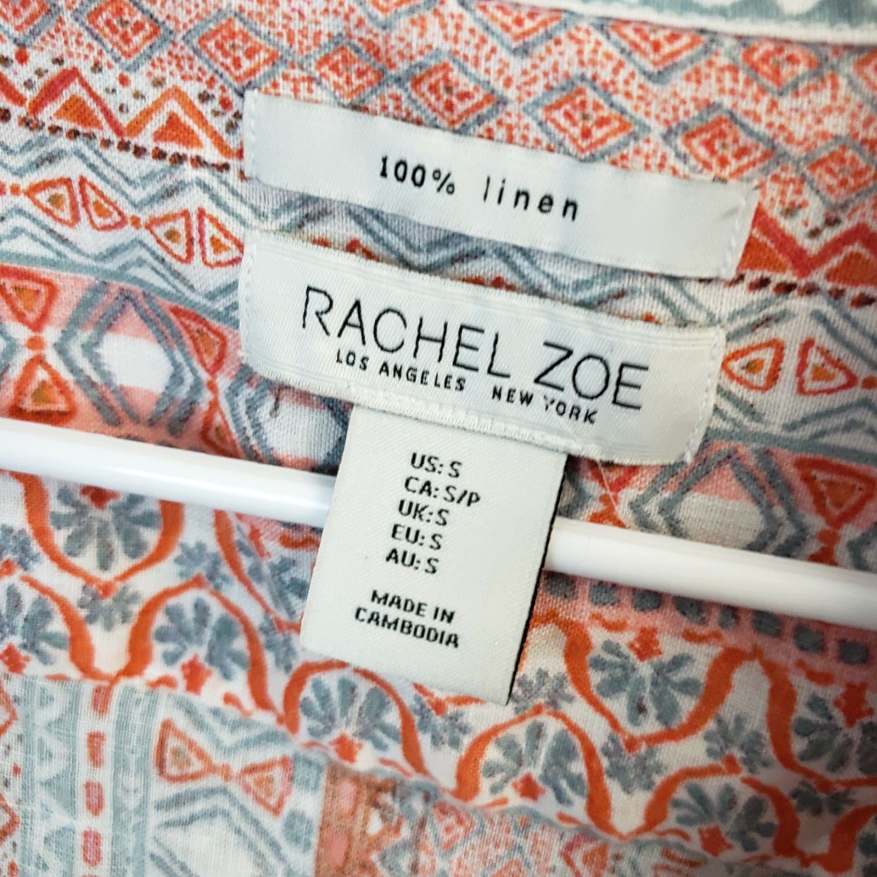Rachel Zoe Rachel Zoe Button-Front Shirt Womens Sz Small Pink Linen Short Sleeve Size S / US 4 / IT 40 - 5 Thumbnail