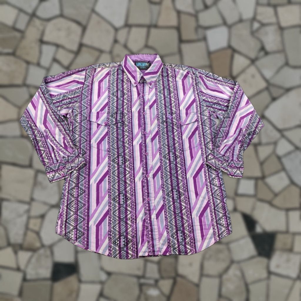 Roper VINTAGE Roper Shirt Mens XL Purple Southwestern Aztec Western Rodeo Geometric Button-Up 1970s 80s Mens Apparel Size US XL / EU 56 / 4 - 1 Thumbnail