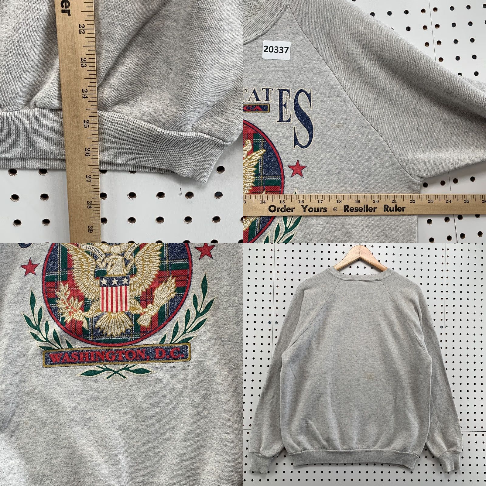 Jerzees VINTAGE United States Eagle Crest Logo Crew Neck Sweatshirt Gray XL Mens 90s Sweatshirt Size US XL / EU 56 / 4 - 9 Thumbnail