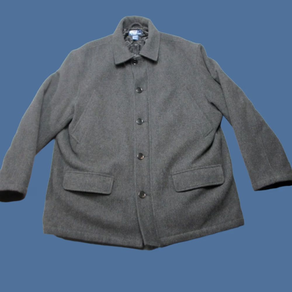 Polo Ralph Lauren Polo Ralph Lauren Car Coat Mens XL Gray Wool Blend Quilted Lined Button Front Size US XL / EU 56 / 4 - 1 Thumbnail