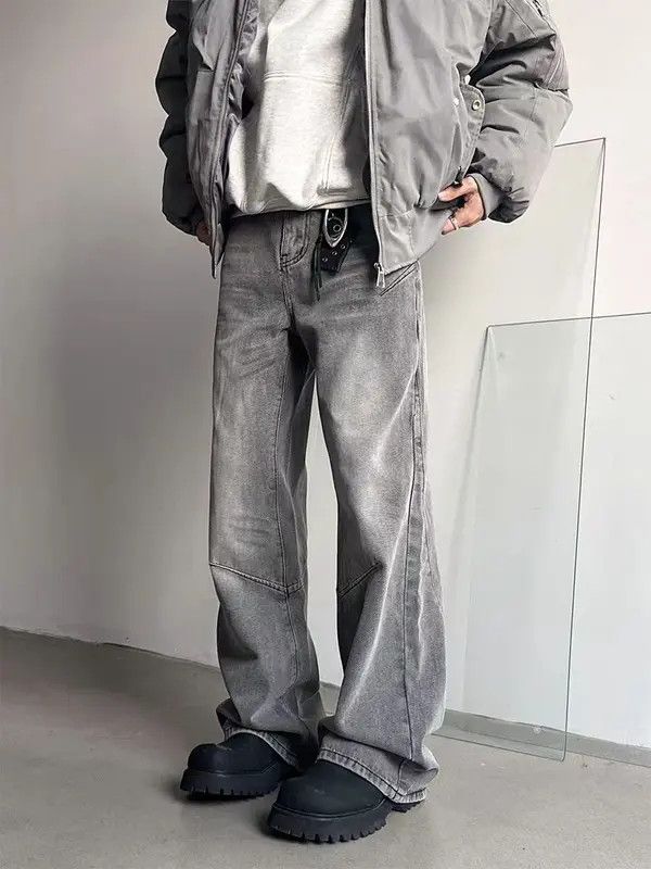 Vintage High street Y2K washed smoky grey micro flare baggy jeans Size US 32 / EU 48 - 5 Thumbnail