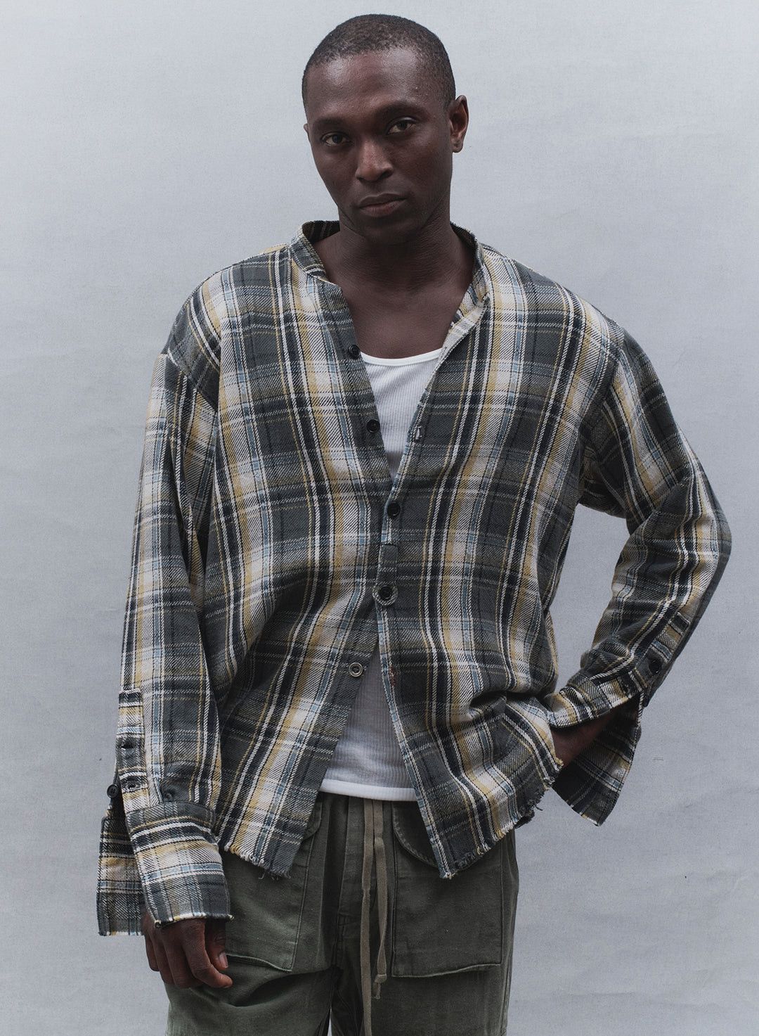 Greg Lauren $850 Greg Lauren Charcoal Plaid Studio Shirt Size US XL / EU 56 / 4 - 3 Thumbnail