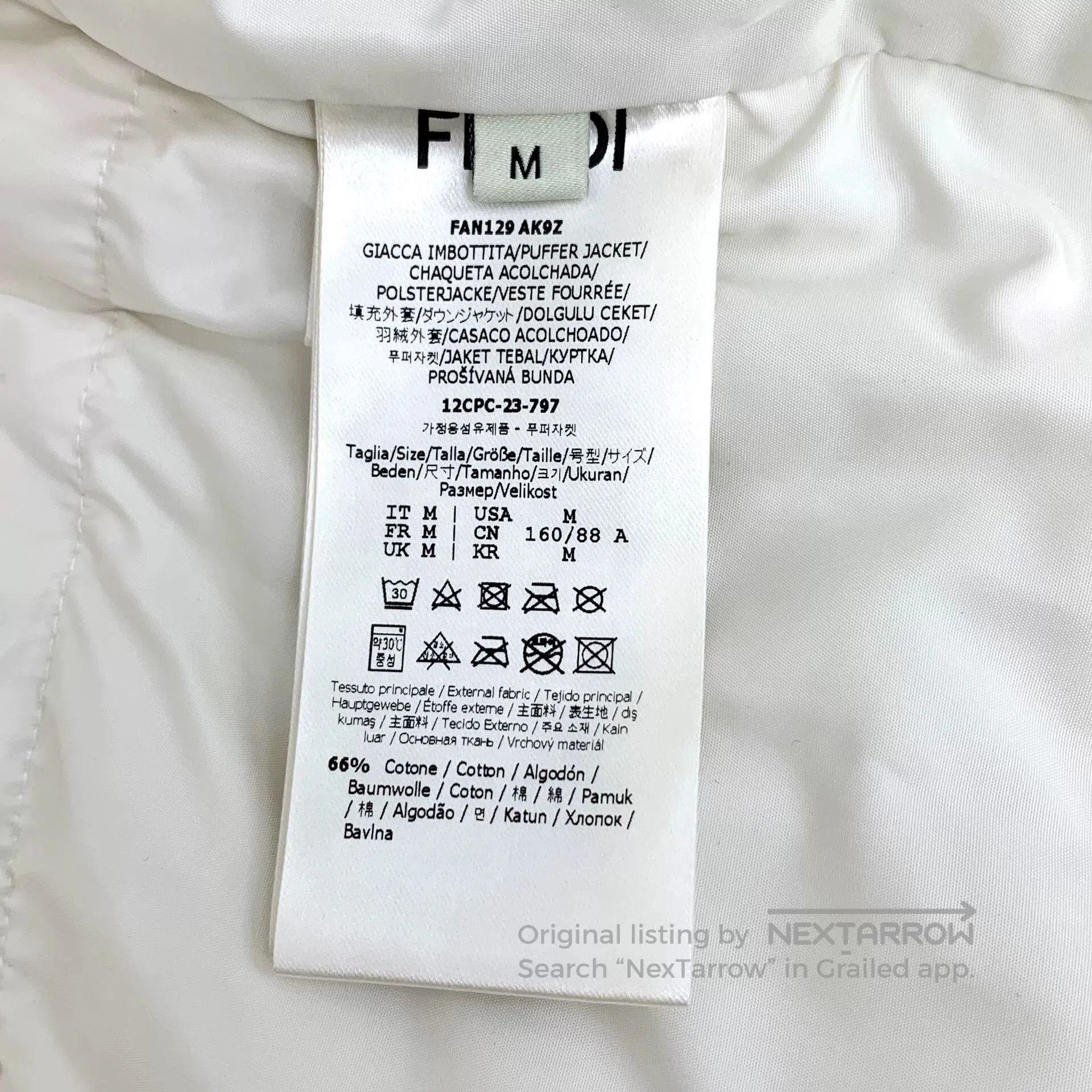 Fendi white logo print hooded long sleeve coat. Size US M / EU 48-50 / 2 - 7 Thumbnail