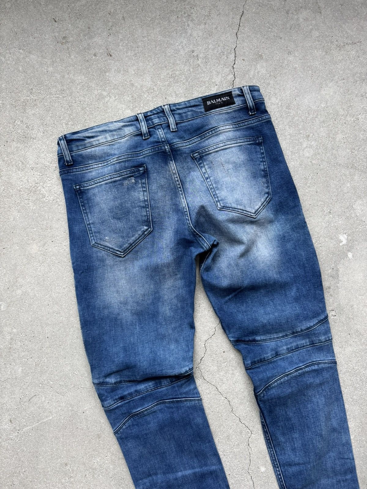 Balmain Balmain Biker Jeans Distressed Ribbed Design Size US 33 - 12 Thumbnail