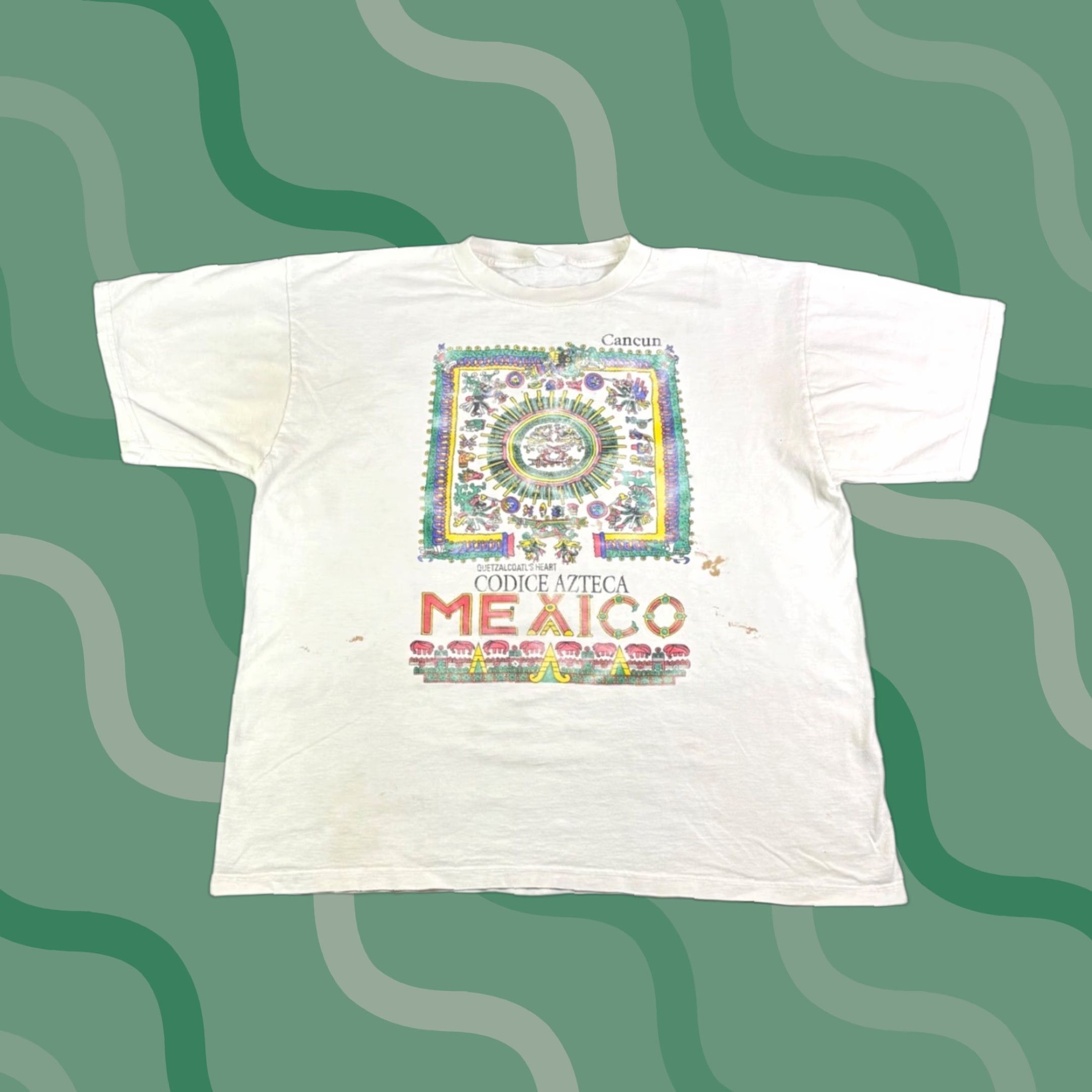 Vintage VINTAGE Cancun Mexico Codice Azteca Quetzalcoatl T-Shirt White Large Souvenir Size US L / EU 52-54 / 3 - 1 Thumbnail