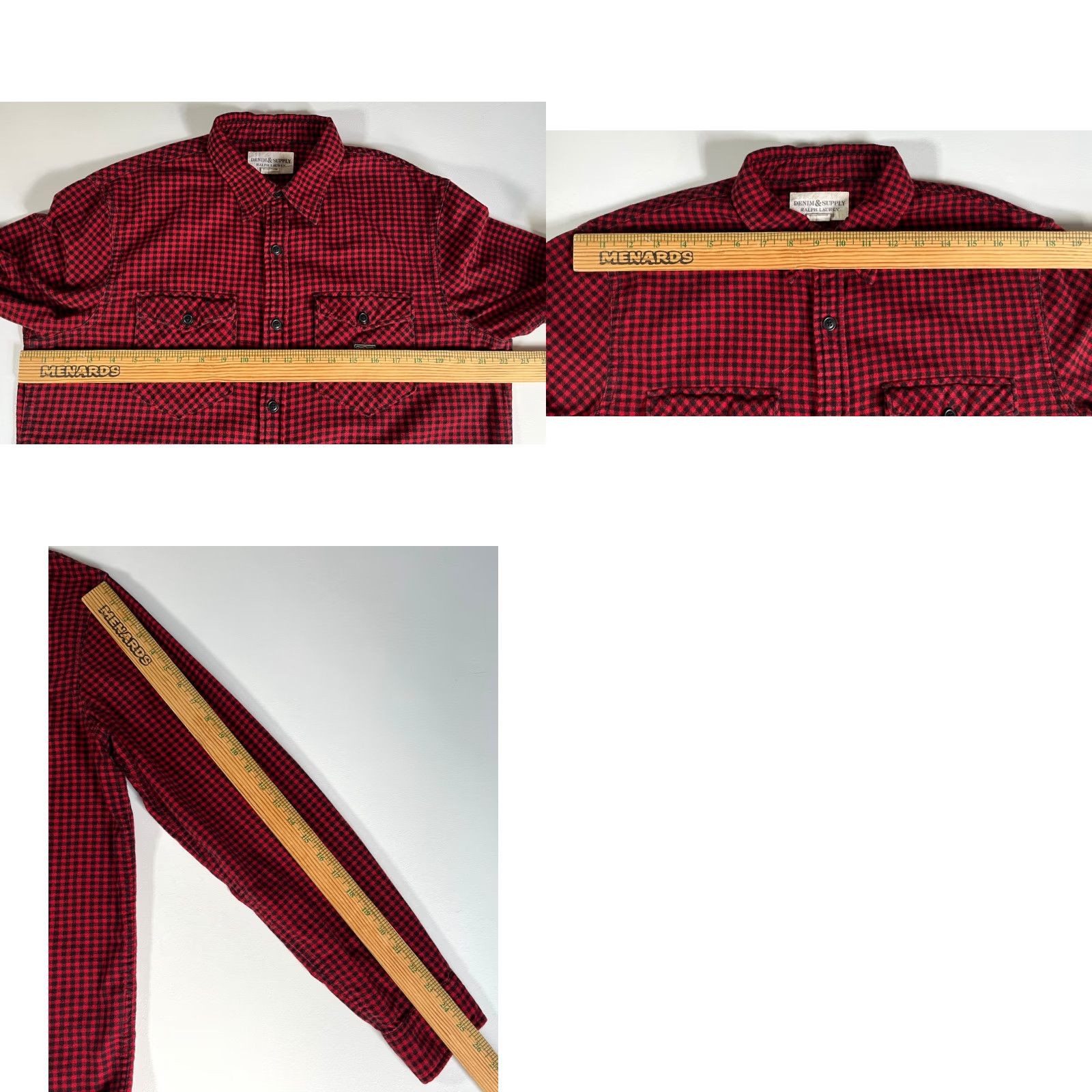 Vintage Ralph Lauren Denim & Supply Button-Up Flannel Shirt Gingham Sz M Mens Red Black Check Cotton Long Sleeve Utility Pockets Vintage/Pre-owned Size US M / EU 48-50 / 2 - 9 Thumbnail