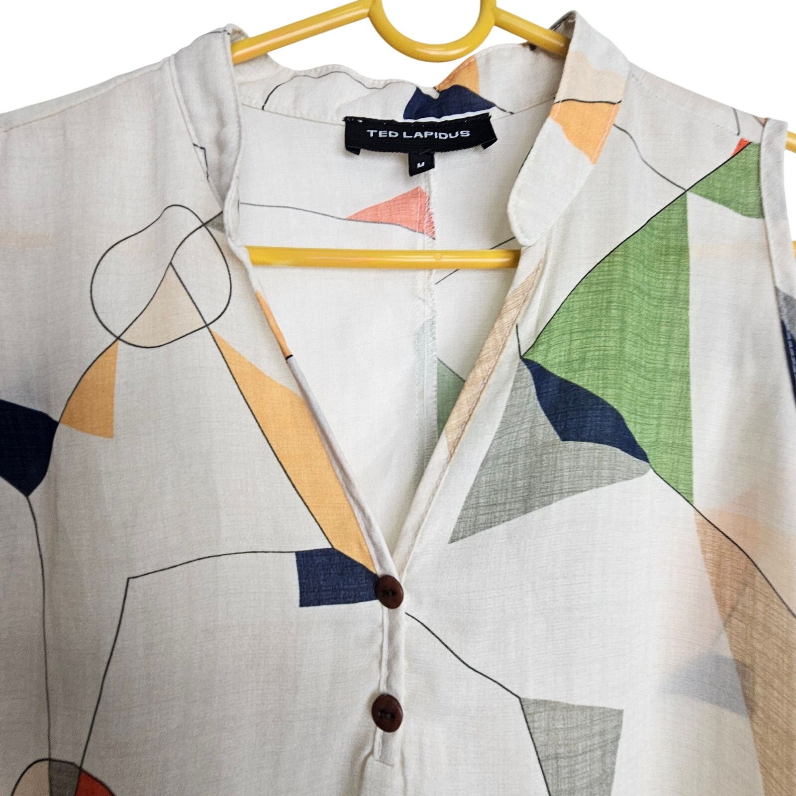 TED LAPIDUS Vintage Ted Lapidus Womens Artsy Geometric Print Blouse M Size M / US 6-8 / IT 42-44 - 2 Thumbnail