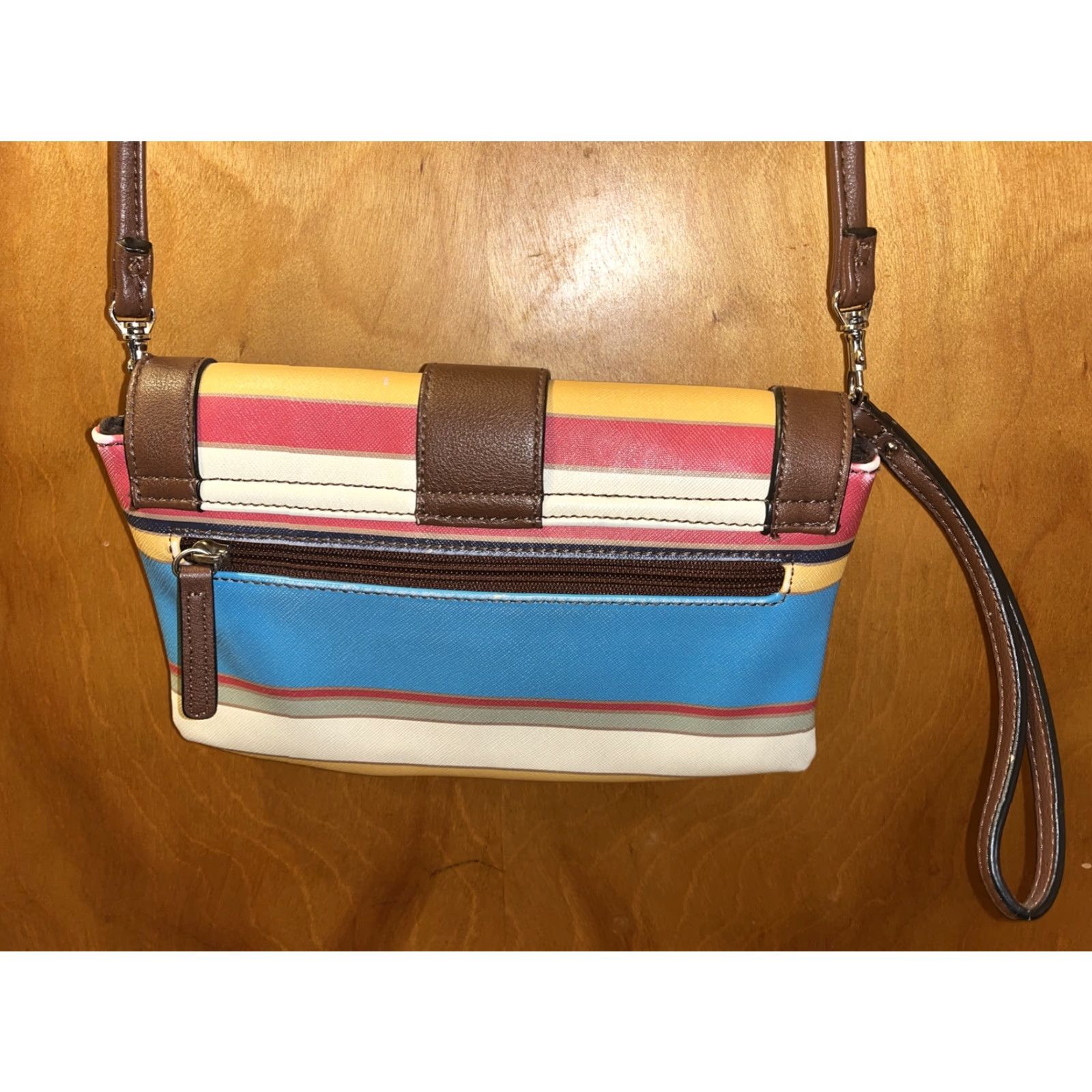 Chaps Chaps Ralph Lauren Multicolor Striped Crossbody Clutch Bag Small with Detachable Strap for Women Size ONE SIZE - 4 Thumbnail