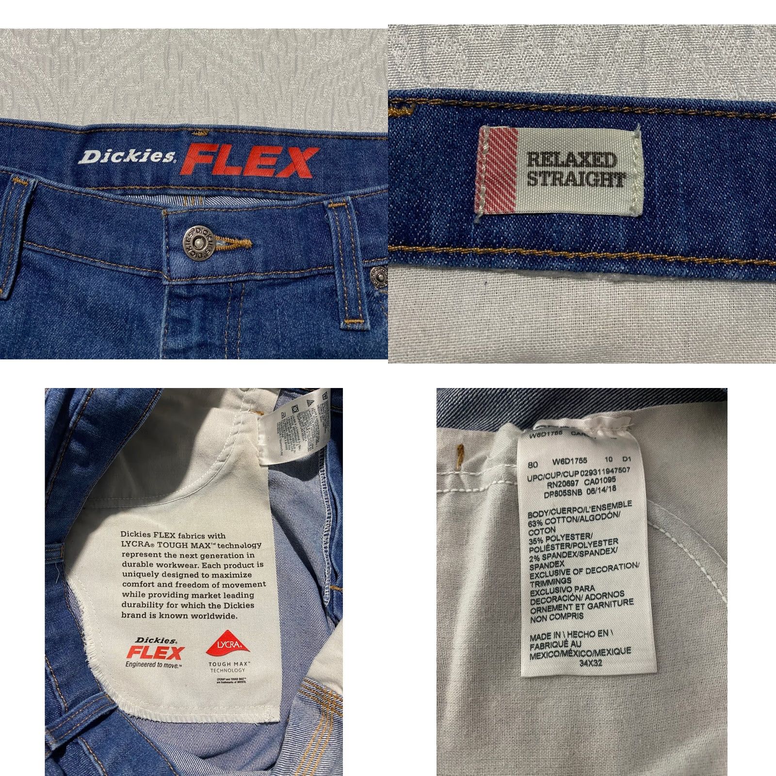 Dickies Dickies FLEX Tough Max Relaxed Straight Carpenter Jeans Blue Mens 34x32 W6D1755 Size US 34 / EU 50 - 8 Thumbnail