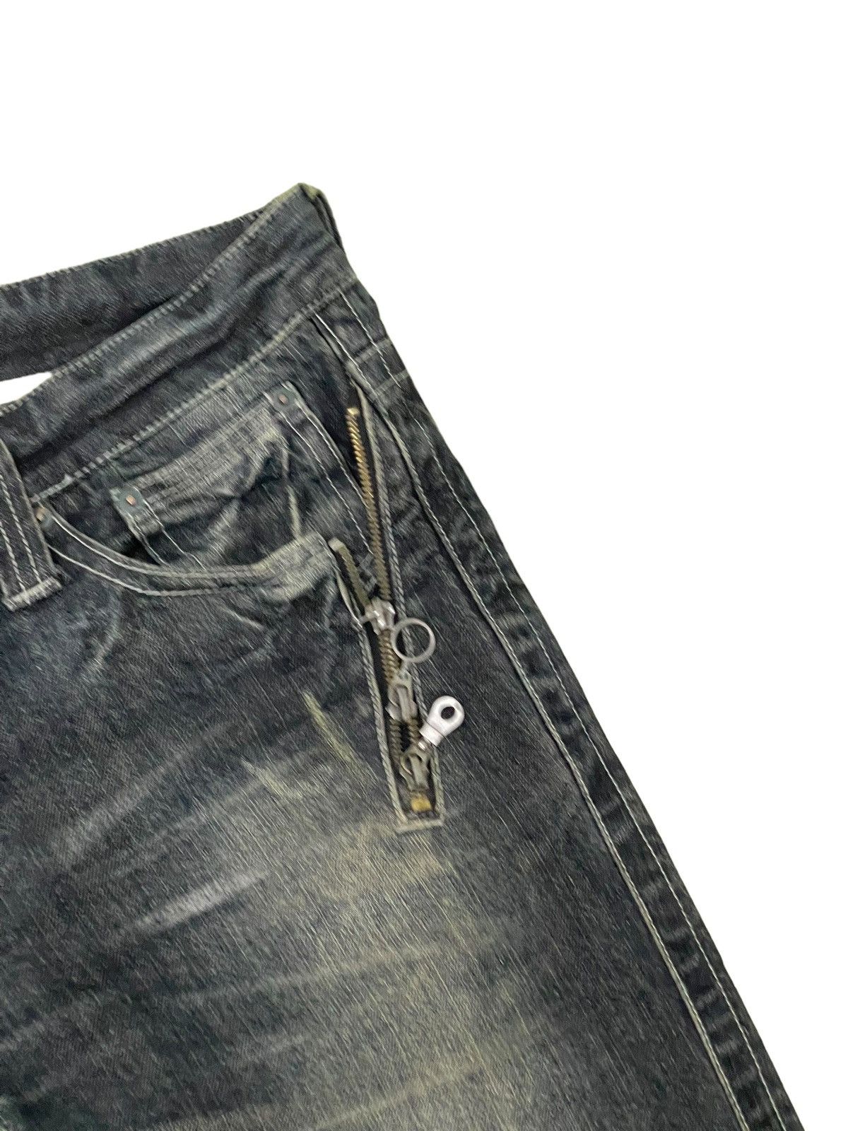 Japanese Brand Flare Jeans Semantic Design Faded Distress Boot Cut 8🟦8 Size US 31 - 10 Thumbnail