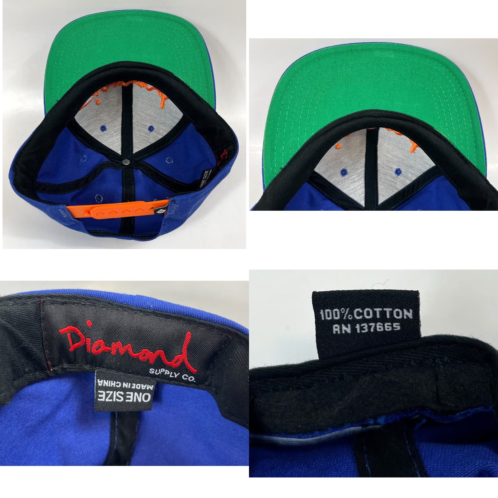 Diamond Supply Co. VINTAGE Diamond Supply Co. Snapback Hat Unisex Adults One Size Blue Embroidered Adjustable Cotton Streetwear Hat Mens Size ONE SIZE - 8 Thumbnail
