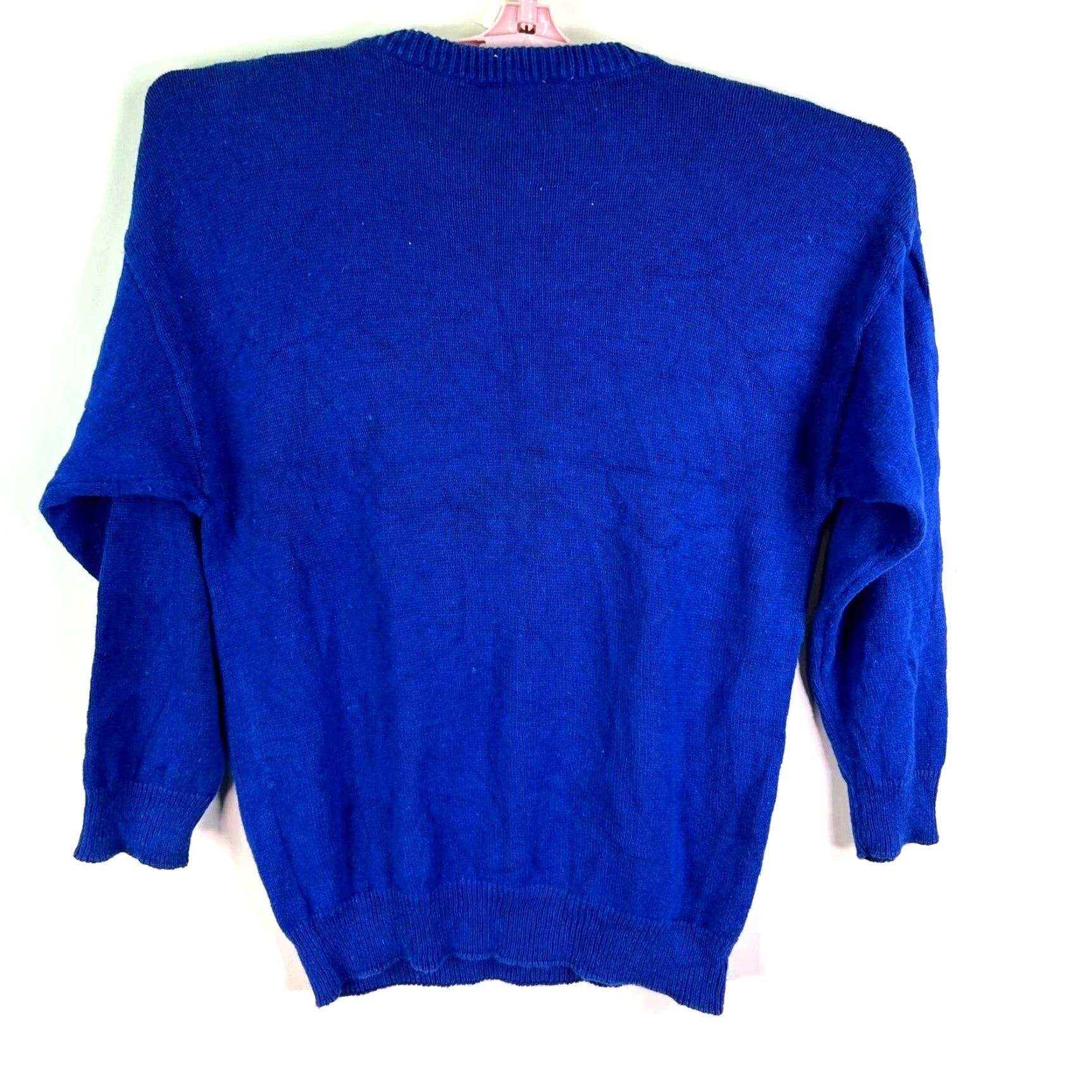 Vintage VINTAGE Dana Scott Beaded Knit Sweater Womens Medium Blue Geometric 80s 90s Art Designer Size M / US 6-8 / IT 42-44 - 6 Thumbnail