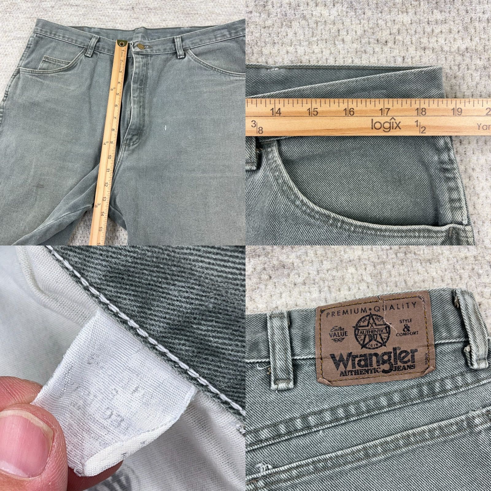Wrangler VINTAGE Wrangler Shorts Men 38 Denim Green Baggy Jorts Distressed 90s Hip Hop Rockabilly Workwear Bermuda Casual Travel Size US 38 / EU 54 - 8 Thumbnail