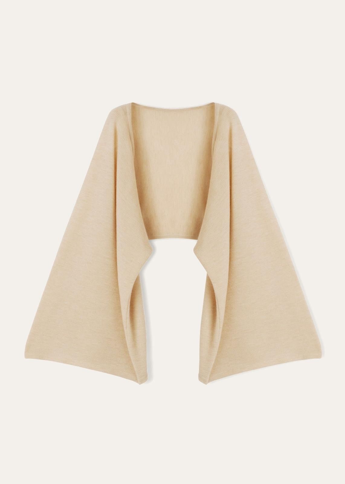 o1srvl11e1124 Cocooning Soft Regular-Fit Knit Shrug in Beige