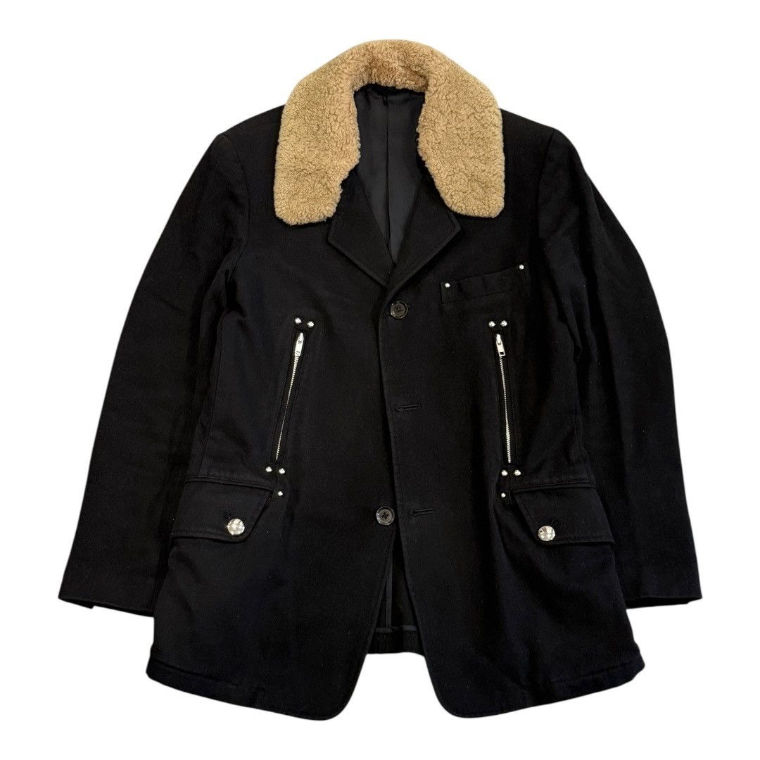 Yohji Yamamoto Yohji Yamamoto AW05 Lamb Fur Horsehide Studded Wool Jacket Size US M / EU 48-50 / 2 - 2 Thumbnail
