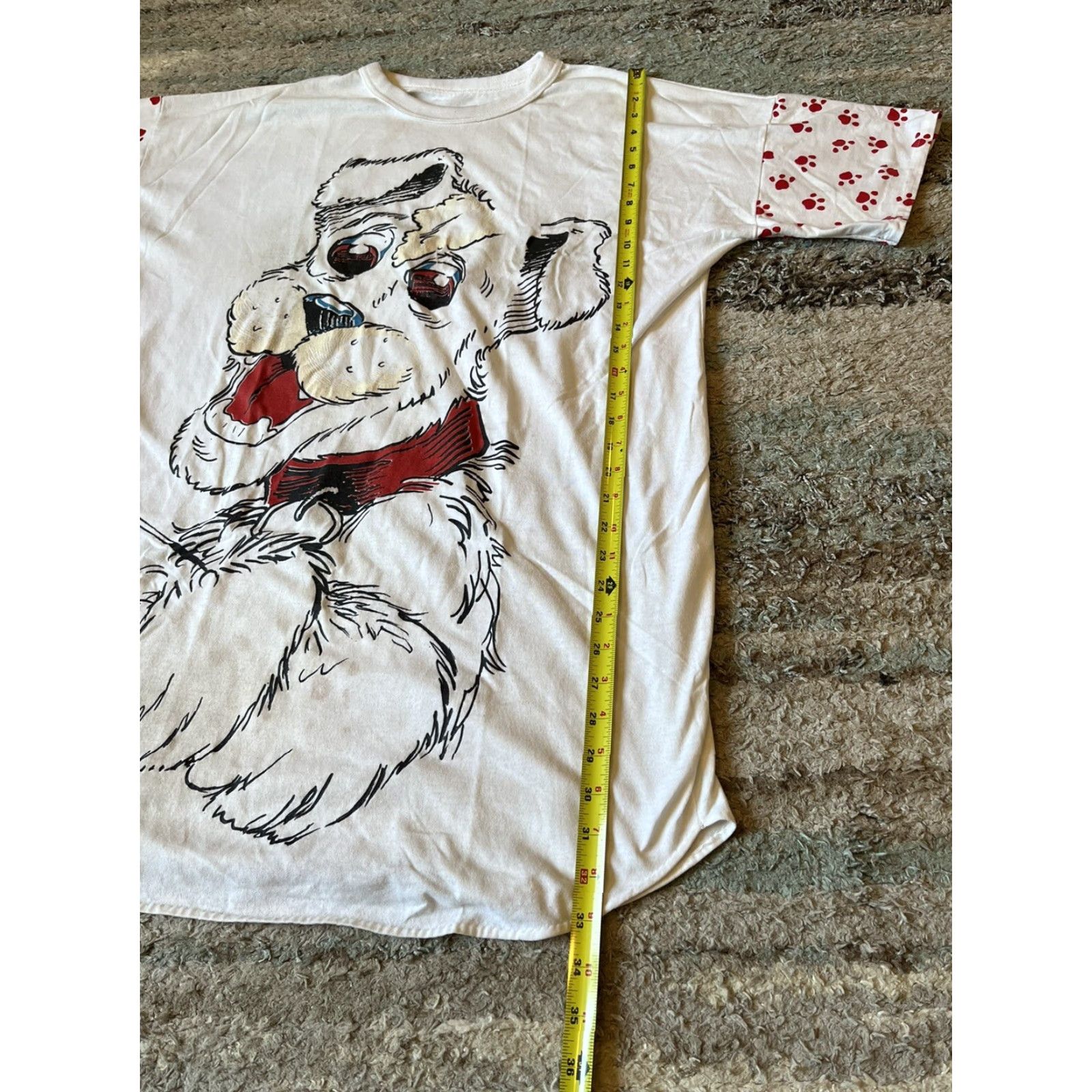 X-LARGE VINTAGE Unbranded Dog Shirt XL White Happy Unisex Adults Sleeve Paws T-Shirt Read Size US XL / EU 56 / 4 - 6 Thumbnail