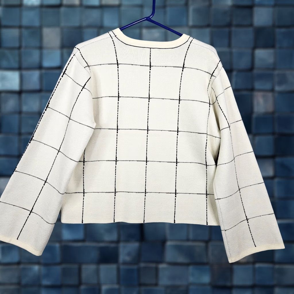 Vintage Bobbles & Lace Cardigan Sweater Women’s Cream & Black Plaid Size S Size S / US 4 / IT 40 - 1 Thumbnail