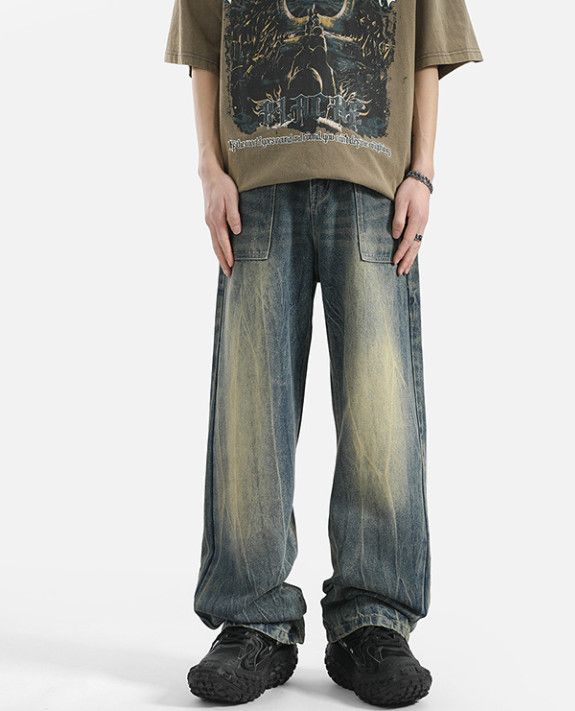 Vintage Men's High-Street Loose Lightning Straight Jeans Size US 32 / EU 48 - 2 Thumbnail