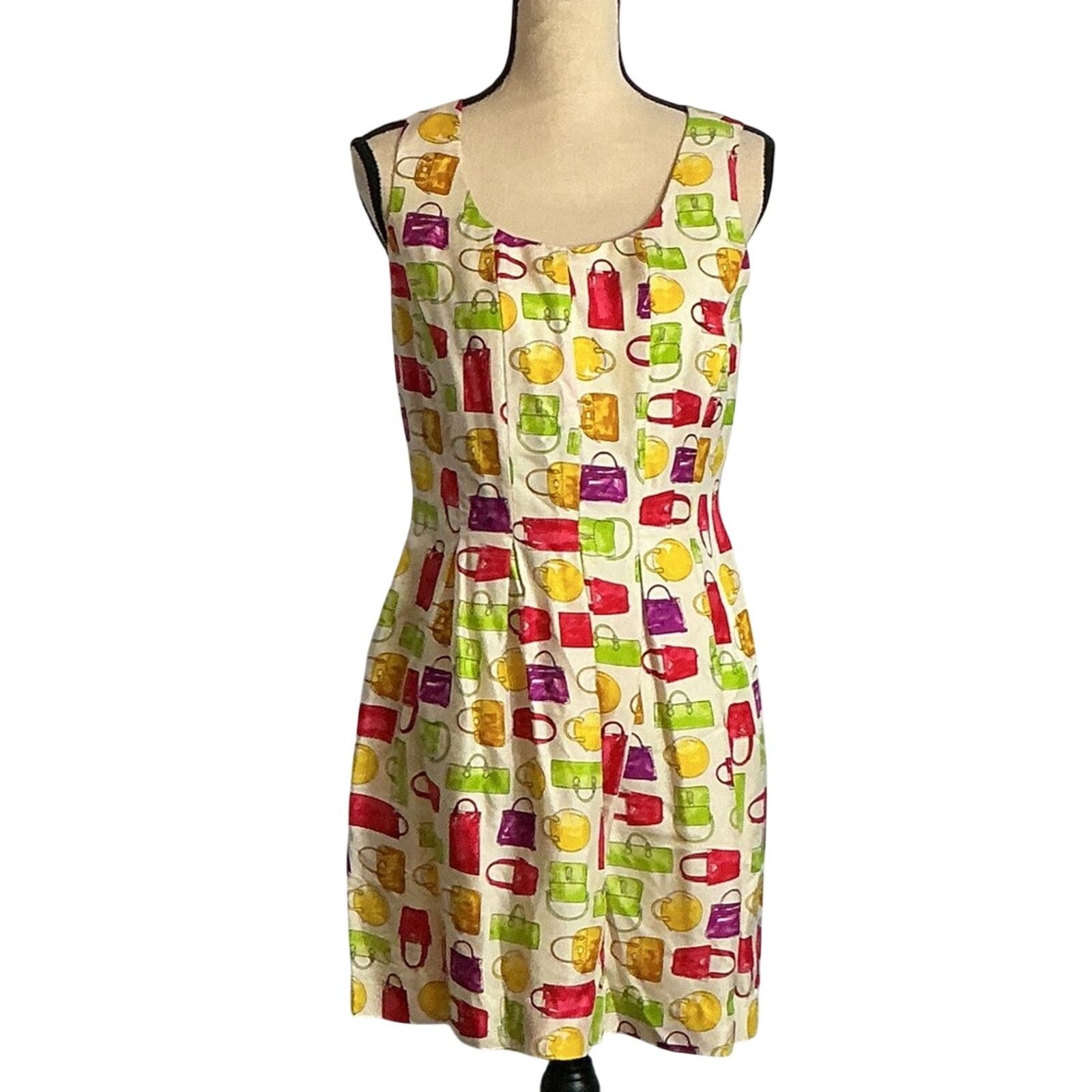 Ann Taylor Ann Taylor Silk Handbag Print Sleeveless Dress Size 8 Size M / US 6-8 / IT 42-44 - 1 Thumbnail