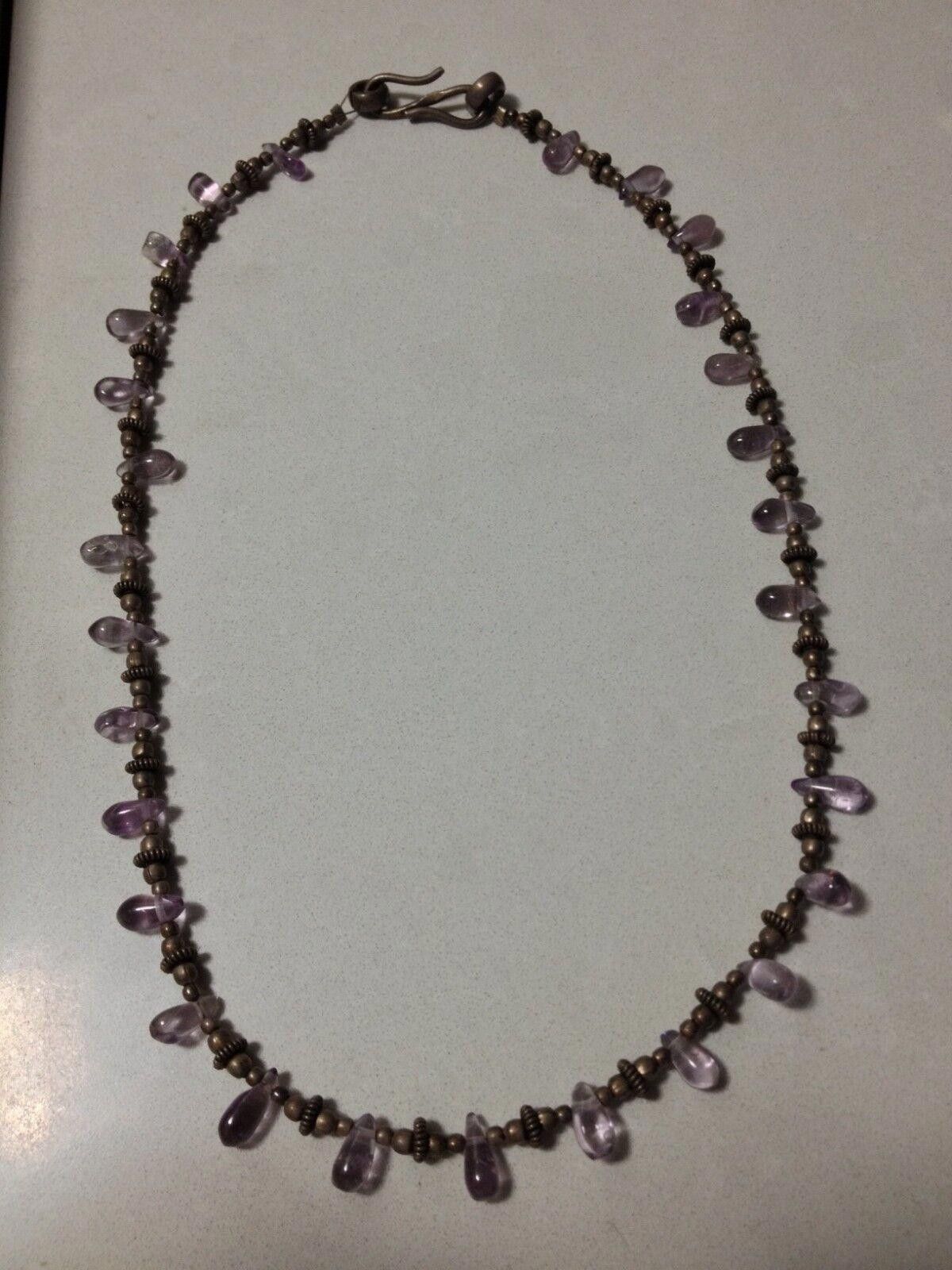 Designer Sterling Silver Amethyst Bead Necklace Size ONE SIZE - 5 Thumbnail