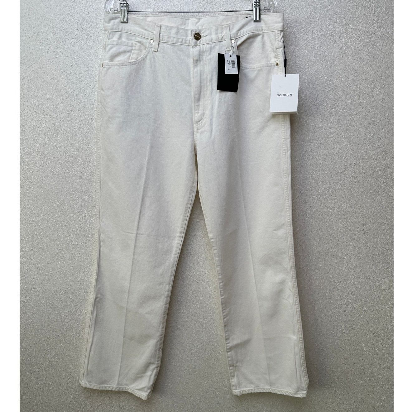 GOLDSIGN NWT Goldsign The A Jean Pressed Pearl Ivory Jeans 32 Size 32" / US 10 / IT 46 - 2 Thumbnail