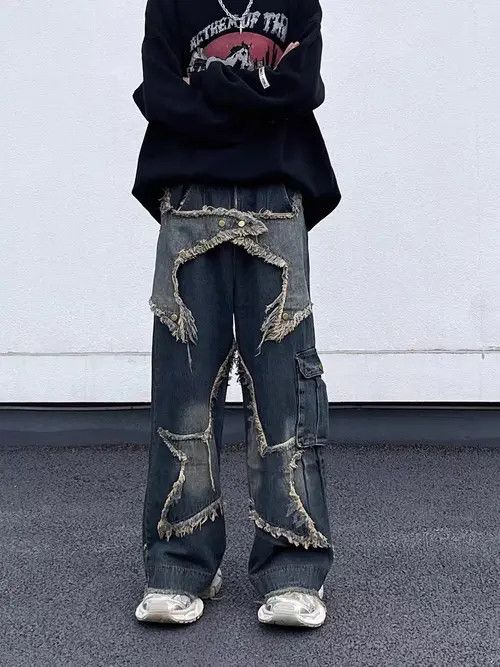VIBE Retro washed distressed star work jeans Size US 30 / EU 46 - 3 Thumbnail