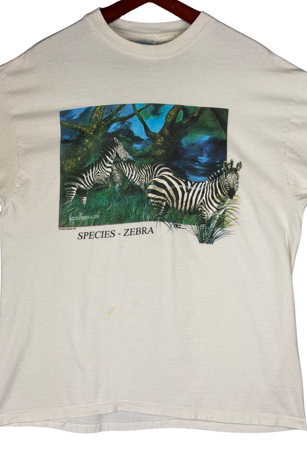 Hanes Vintage 1992 Zebra Wildlife Tee Earth Tones Single Stitch Size US XL / EU 56 / 4 - 4 Thumbnail