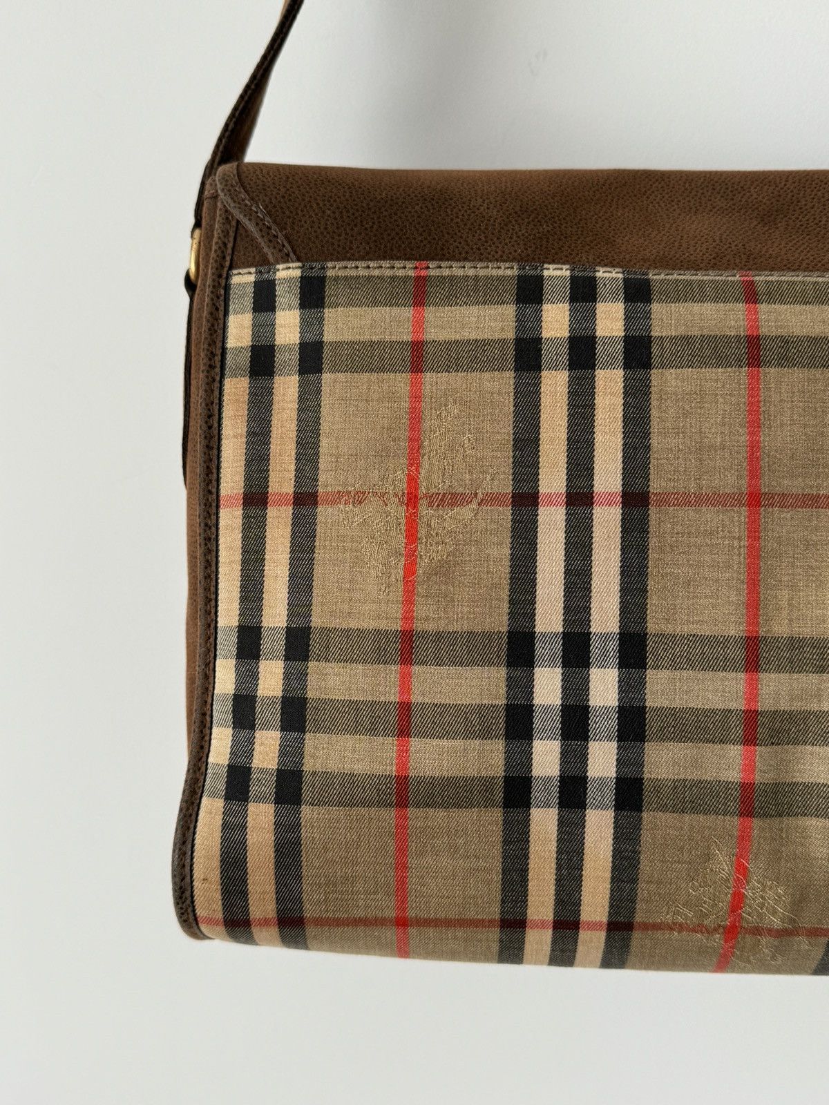 Burberry × Vintage Vintage 80s Burberrys Nova Check Leather/Canvas Shoulder Bag Size ONE SIZE - 5 Thumbnail